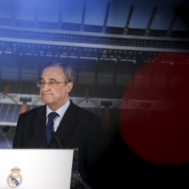 Florentino Pérez, durante su comparecencia en el Bernabéu. REUTERS/Susana Vera
