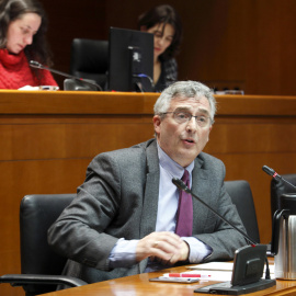 El consejero de Desarrollo Rural y Sostenibilidad del Gobierno de Aragón,  Joaquín Olona, durante una comparecencia en las Cortes.