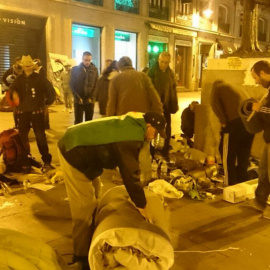 Imagen del desalojo de los miembros del Sindicato Andaluz de Trabajadores que piden el indulto para Andrés Bódalo. @SAT_nacional