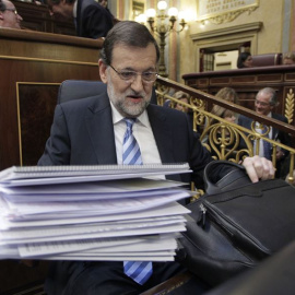 Mariano Rajoy, en su escaño del Congreso de los Diputados. EUROPA PRESS