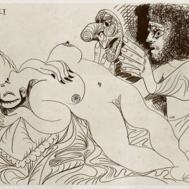 Nu Couché Et Homme Au Masque.- PICASSO