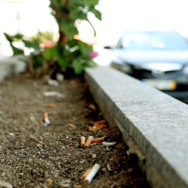 Una jardinera de Vilar Formoso (Portugal) con gran acumulación de colillas / EFE