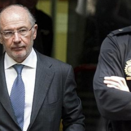 Rodrigo rato, a la salida del juzgado tras una vista por el caso Bankia. EFE