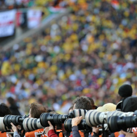 Cámaras grabado un partido de fútbol
