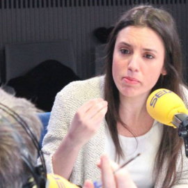 La portavoz de Unidas Podemos en el Congreso, Irene Montero, durante su entrevista en la SER.