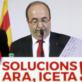 Iceta, durante su comparecencia en Barcelona. EFE/ Andreu Dalmau
