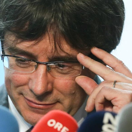 El expresidente de la Generalitat y candidato de Junts per Catalunya, Carles Puigdemont, este viernes./EFE