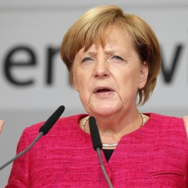 La canciller alemana, Angela Merkel, durante un acto de campaña en mayo de 2018. EFE