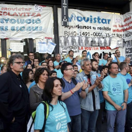 Apoyo a los trabajadores de Telefónica encerrados en el MWC de Barcelona