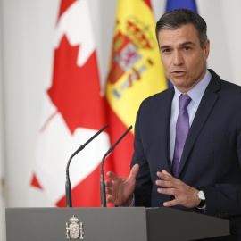 30/06/2022 El presidente del Gobierno, Pedro Sánchez, ofrece una rueda de prensa junto al primer ministro de Canadá, Justin Trudeau, tras su reunión con el primer ministro de Canadá, Justin Trudeau, en Moncloa