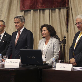La vicepresidenta de la CRUE, Pilar Aranda, segunda por la derecha, durante durante la inauguración de la XXX Asamblea de la Magna Charta Universitatum en Salamanca. (J.M. GARCÍA | EFE)