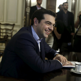 Alexis Tsipras durante una reunión con el ministro iraní de Exteriores la semana pasada. REUTERS