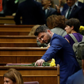 El portavoz de ERC Gabriel Rufián, en el hemiciclo del Congreso