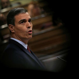 Pedro Sánchez en un momento de su discurso. (SERGIO PÉREZ | REUTERS)