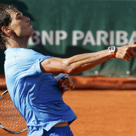Nadal celebra su victoria sobre Sock. REUTERS/Jean-Paul Pelissier
