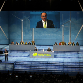 El presidente de Iberdrola, Ignacio Sánchez Galán, en la junta de accionistas de la eléctrica. EFE