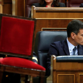 El candidato socialista a la Presidencia, Pedro Sánchez, durante la segunda jornada del debate de investidura. EFE