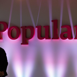 El logo del Banco Popular, en la presentación de sus resultados anuales. REUTERS