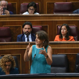La ministra para la Transición Ecológica, Teresa Ribera, durante su intervención en la sesión de control al Gobierno,. (FERNANDO VILLAR | EFE)