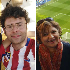 Andrés Requena, junto a su sobrina, y José Luis Jiménez, con su esposa en el Bernabéu.