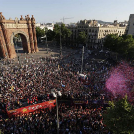 La rua del Barça a su paso por Arc de Triomf y el Passeig de Lluís Companys