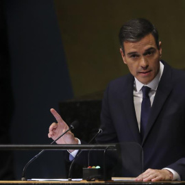 Pedro Sánchez se dirige a la Asamblea General de la ONU. (BALLESTEROS | EFE)