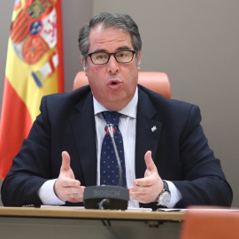 El director de la DGT, Gregorio Serrano, durante la rueda de prensa tras el colapso por nevadas de carreteras en toda España./EUROPA PRESS