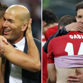 Zidane se abraza con Cristiano mientras Simeone consuela a Gabi.