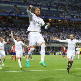 Sergio Ramos celebra su gol en la final de la Champions League. REUTERS/ Carl Recine Livepic