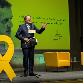El presidente de la Generalitat, Quim Torra, interviene en la presentación del libro 'Escrits de presó' del exconseller de Interior Joaquim Forn. - EFE