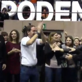Pablo Iglesias llega al mitin que ha dado en Barcelona.