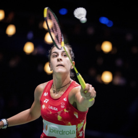 La española Carolina Marin durante la final femenina del Campeonato del Mundo de Bádminton.