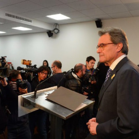 Artur Mas, en la roda de premsa a la seu del PDeCAT en què ha anunciat la seva dimissió com a president del partit. / PDeCAT