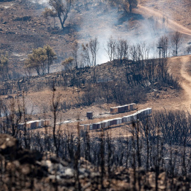 18/8/22 Humo y zona calcinada del incendio forestal que va desde Alcublas hasta las poblaciones de Bejis, Teresa, Toras y Altura en la comarca del Alto Palancia (Castellón), a 18 de agosto de 2022.