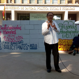 El muro de la exclusión sanitaria que han colocado varias organizaciones frente al Ministerio de Sanidad para protestar contra el real decreto del PSOE que sigue sin garantizar la sanidad universal en España.- MÉDICOS DEL MUNDO