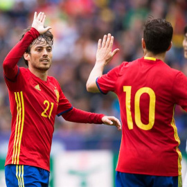 Silva celebra su gol a Corea del Sur. EFE/Andreas Schaad