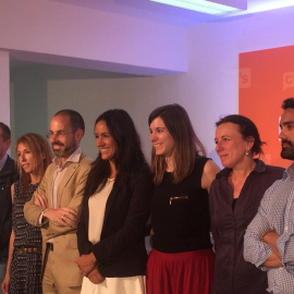 Los siete concejales de Ciudadanos Madrid (capital), encabezados por Begoña Villacís (en el centro). FOTO: C's MADRID