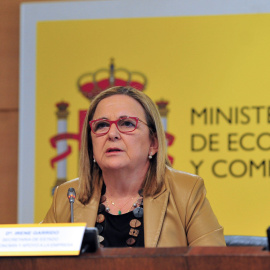La secretaria de Estado de Economía, Irene Garrido, durante la rueda de prensa para analizar los datos del IPC de diciembre.EFE/Diego Perez Cabeza
