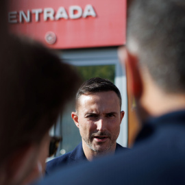 Pablo García-Cuervo, informa a la prensa que se suspende la presentación de Montse Tomé como nueva entrenadora de la selección española de fútbol femenino, a 15/09/2023.