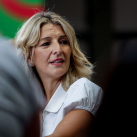 La líder de Sumar, Yolanda Díaz, participa en la Green Social Summit, a 30 de septiembre de 2023, en Madrid (España).