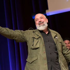 José Cervera, durante la recogida del premio Tesla en septiembre de 2017 | Naukas, UPV/EHU