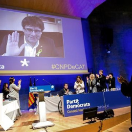 Intervenció de Carles Puigdemont per video conferència al Consell Nacional del PDeCAT / EFE Quique Garcia