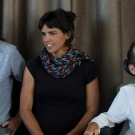 De izquierda a derecha: Pablo Iglesias, Teresa Rodríguez y Pablo Echenique.- EFE