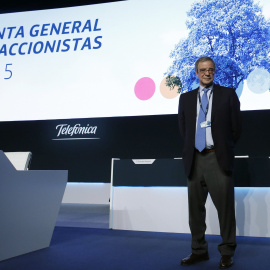 El presidente de Telefónica, César Alierta, antes del comienzo de la junta de accionistas de la operadora. EFE