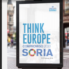 Cartel promocional del Conreso 'Think Europe. Compromiso 2020' que se celebra en Soria