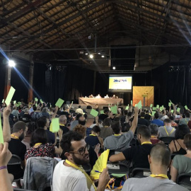 Una imatge de l'assemblea nacional de la CUP celebrada a Celrà. @cupsantcugat