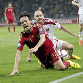 David Silva, autor del solitario gol de España ante Bielorrusia. / EFE