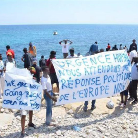 Protesta de los inmigrantes bloqueados en Ventimiglia. - EFE