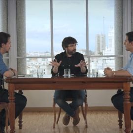 Iglesias y Rivera durante el segundo cara a cara en el programa 'Salvados'. Captura ATRESMEDIA