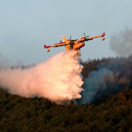 05/08/2019 - El incendio forestal declarado en el Real Sitio de San Ildefonso (La Granja), en Segovia / EFE